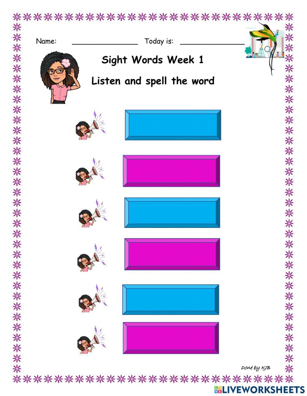 Listen and Identify Sight Words Week 1