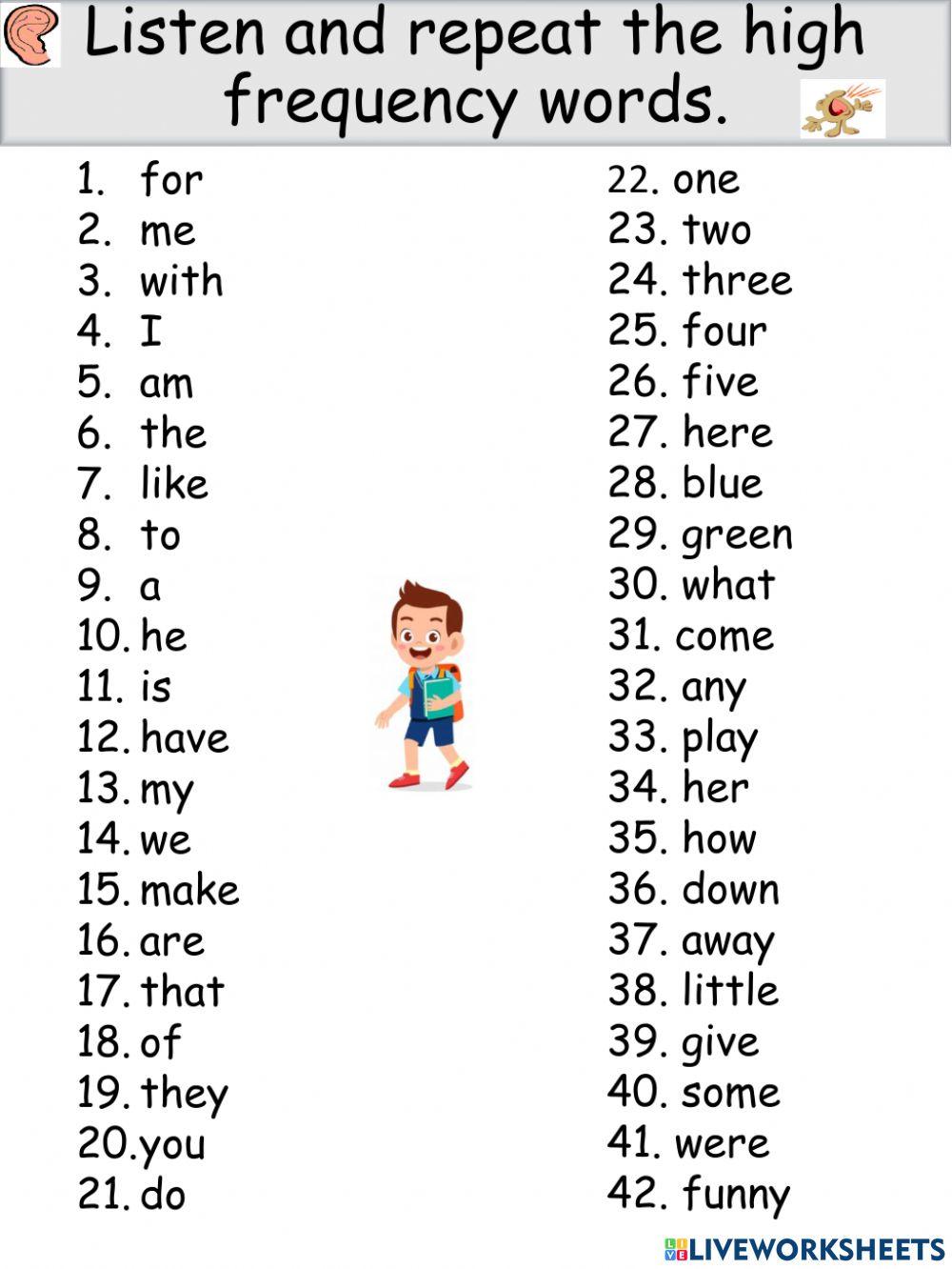 High frequency word K5