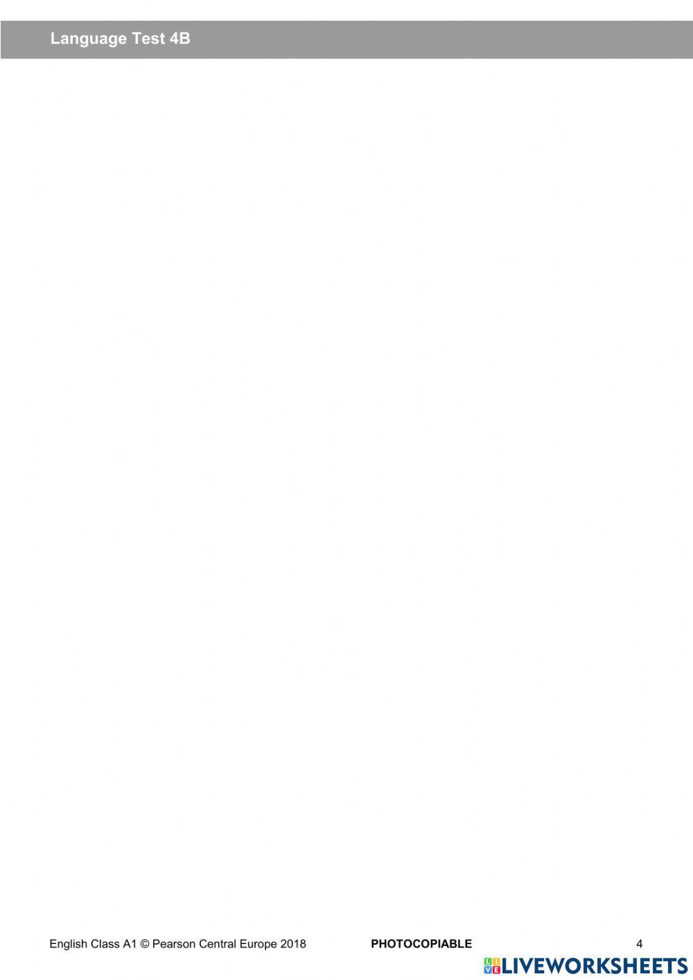 English Class A1, Test Unit 4