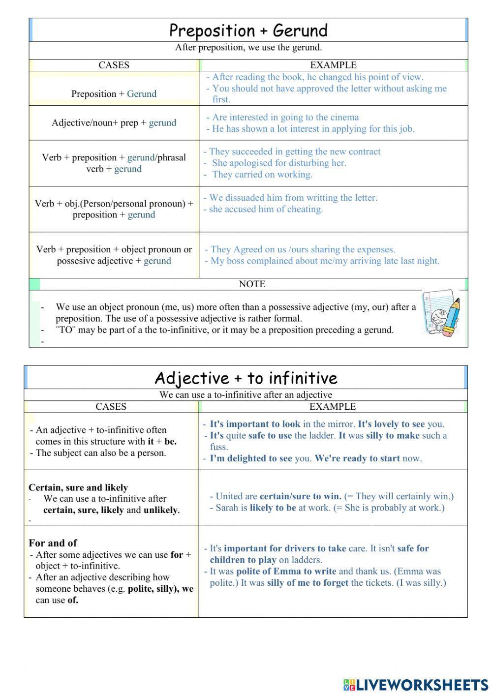 Gerund and infinitive