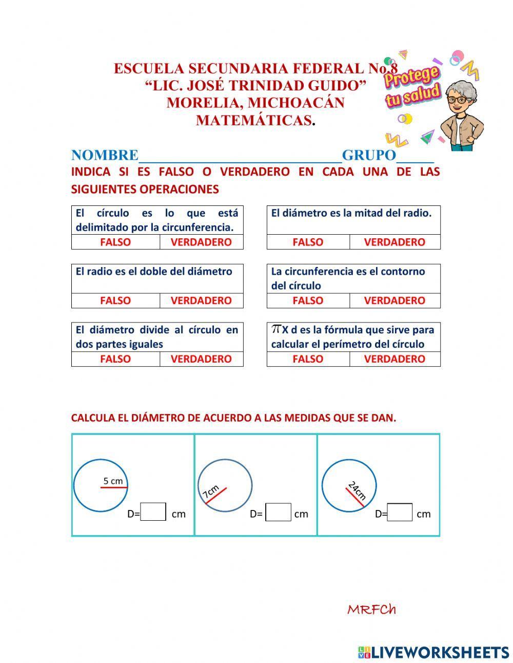 Perímetro y área del círculo