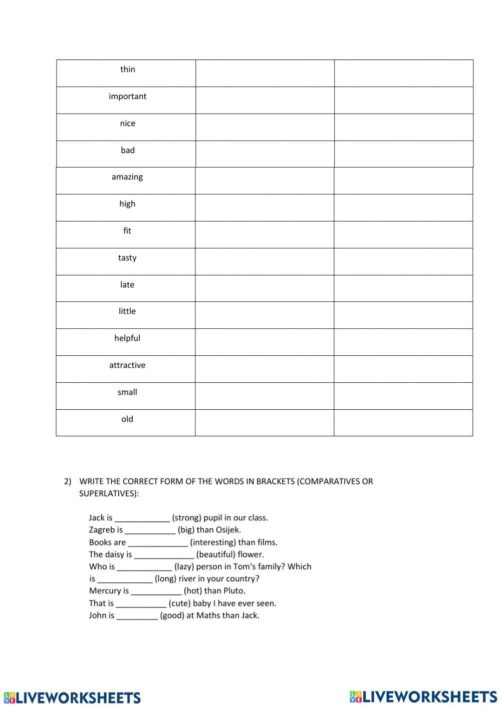 Comparison of adjectives