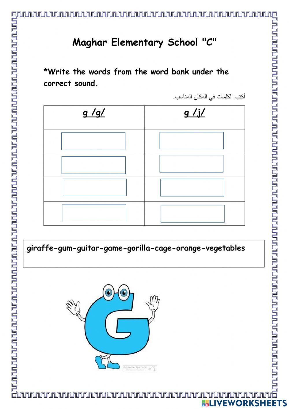 The sounds of the letter g