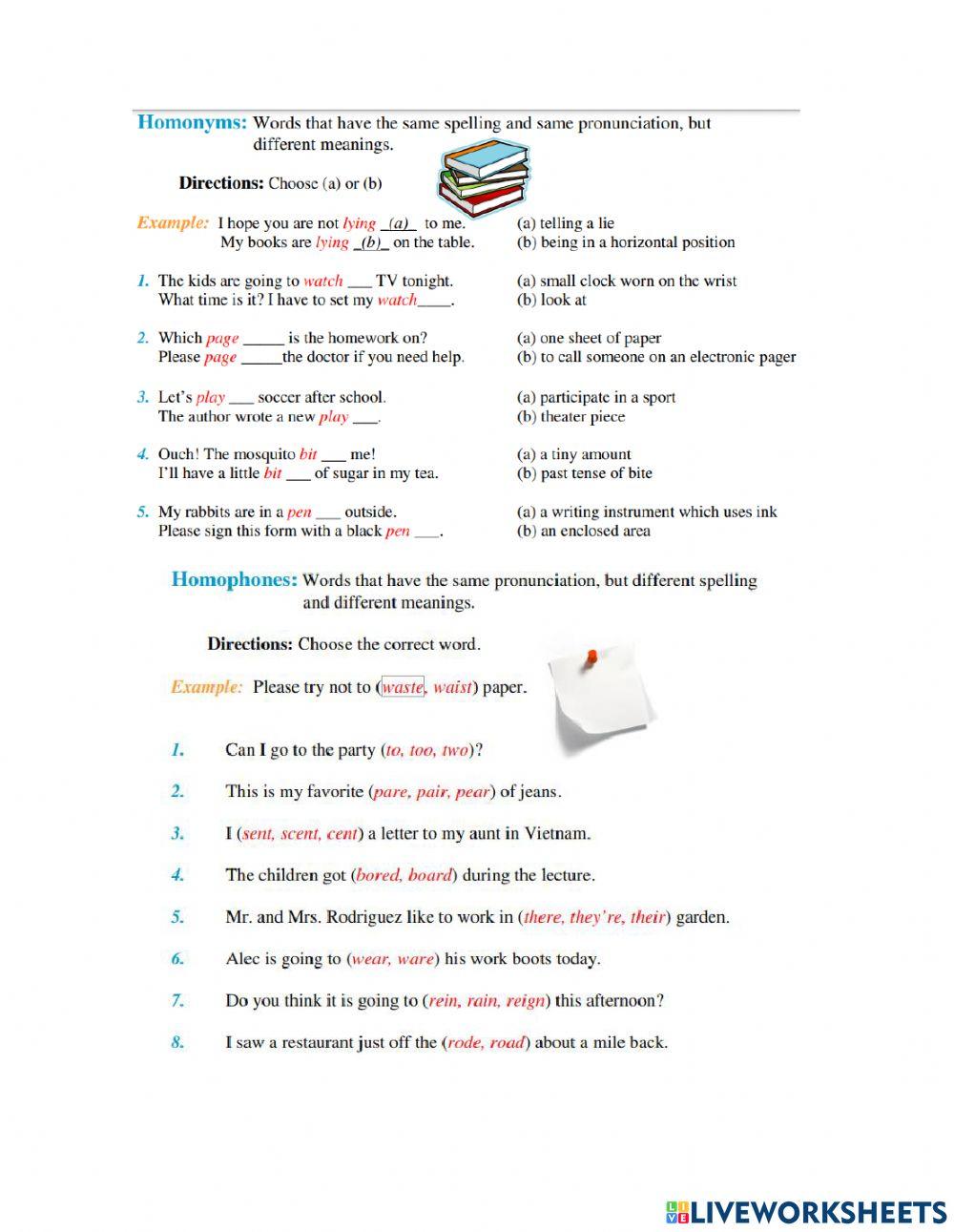 Homonyms & homophones