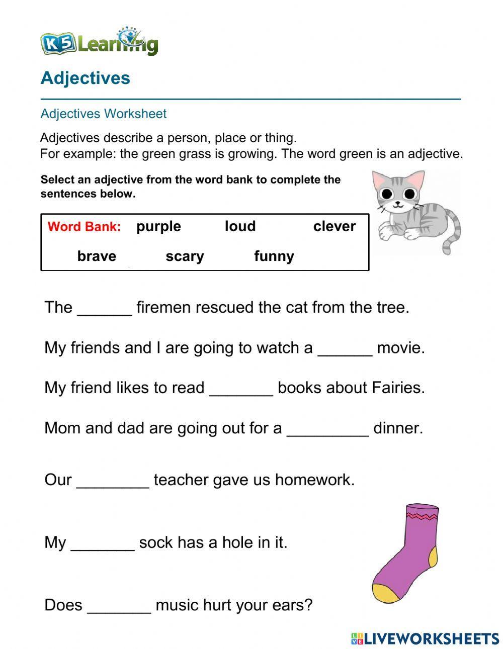 Adjective worksheet