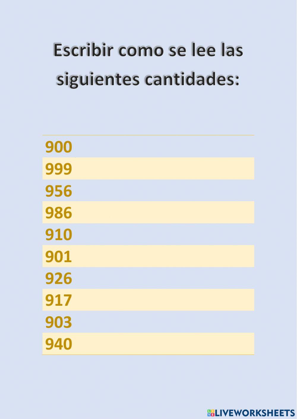 Serie del 900 al 999