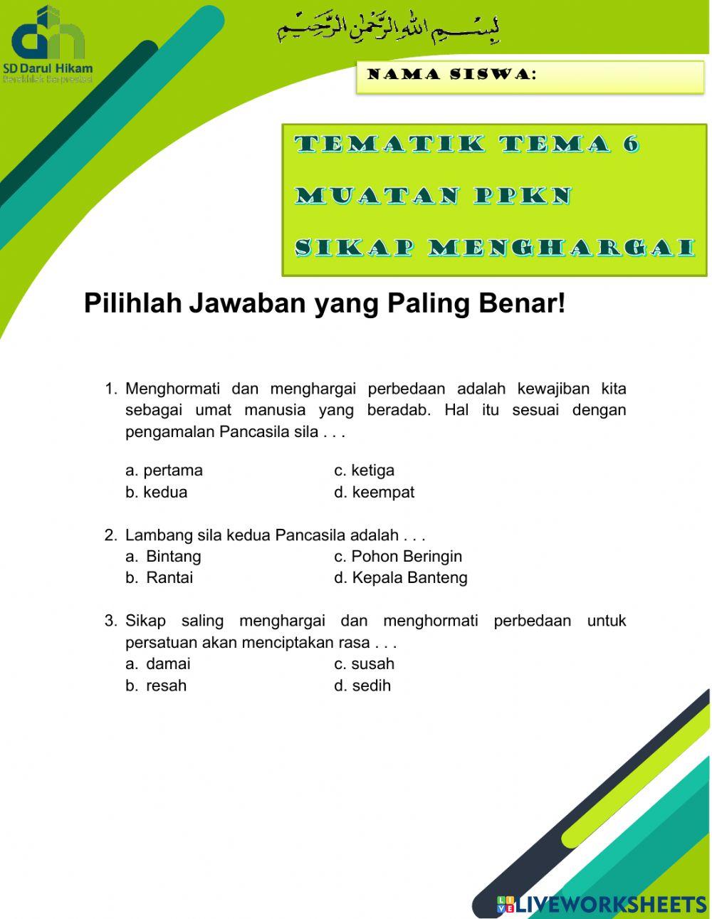 LKS Tematik Tema 6 - Muatan PPKn