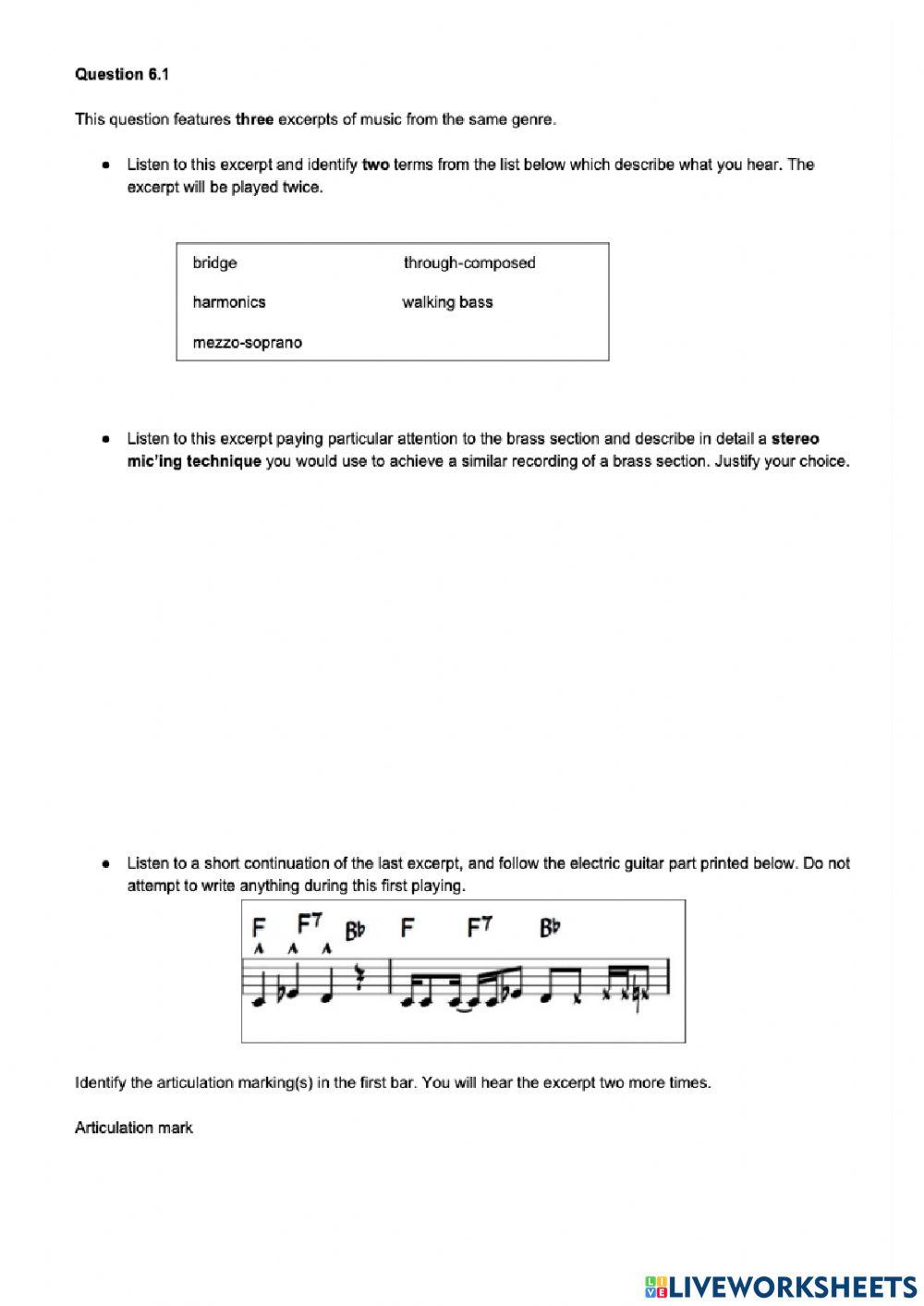 Higher Music Technology Question 25