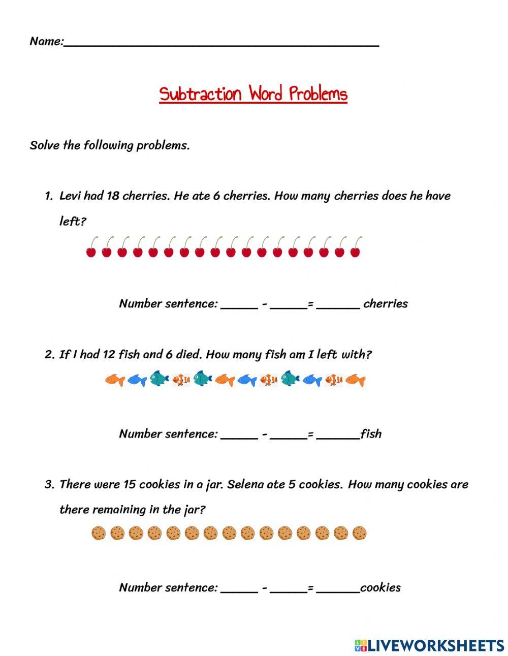Subtraction Word Problems