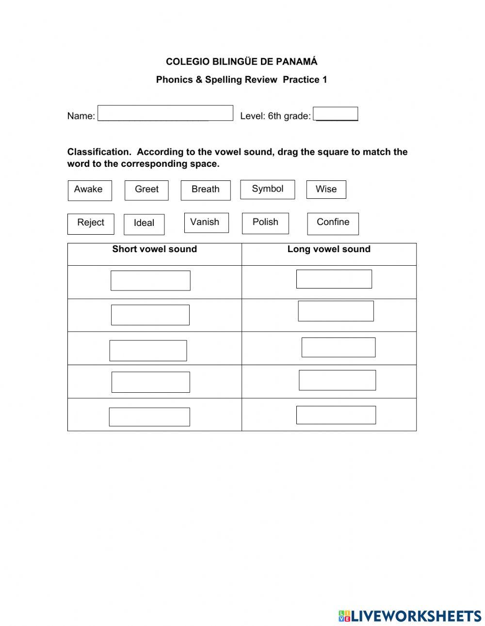 Short and Long Vowel Sounds