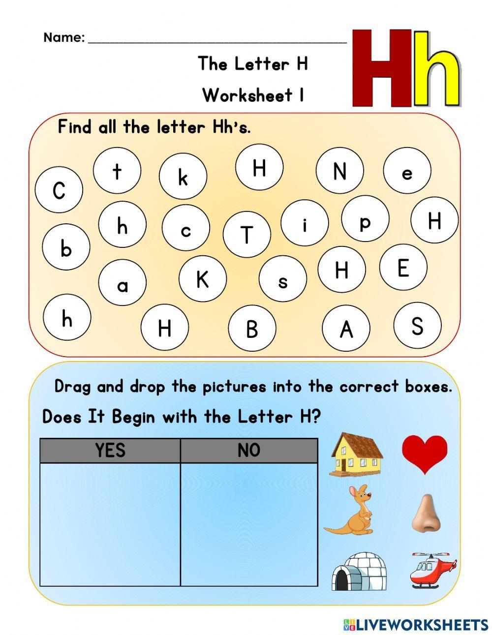 Letter H Worksheet