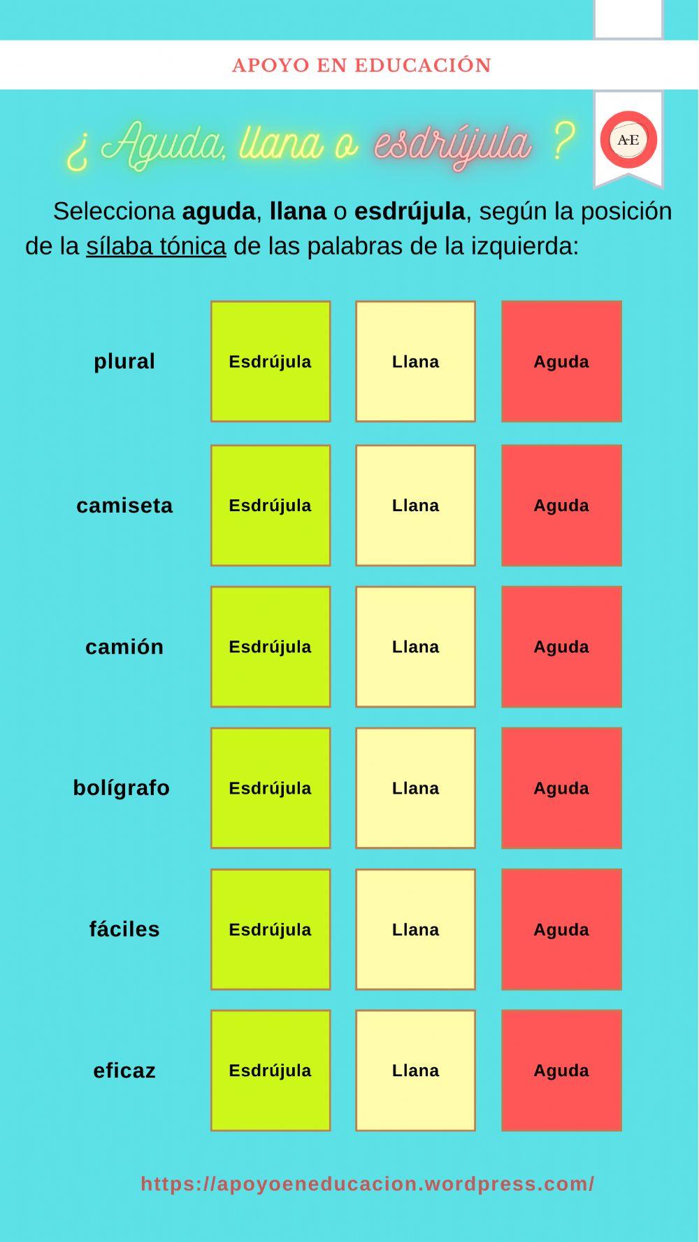 ¿Agudas, llanas o esdrújulas?