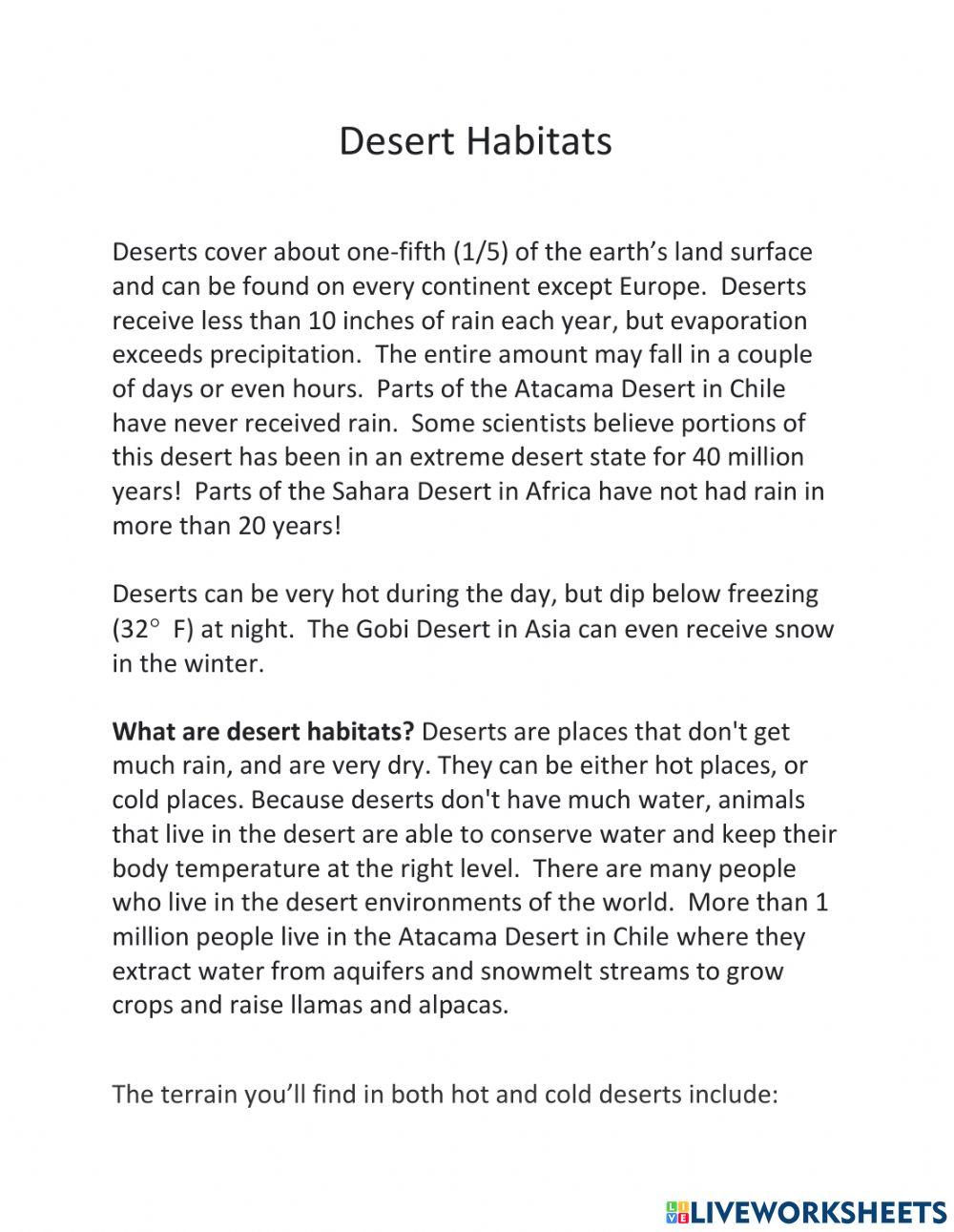 Desert Habitats Part 1