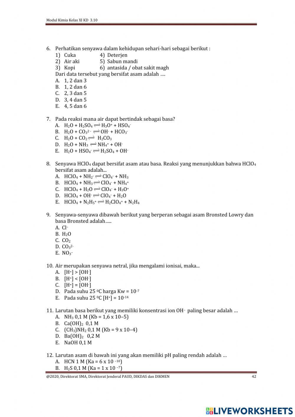 SOal UH Kimia 1 dan 2 Kelas XI