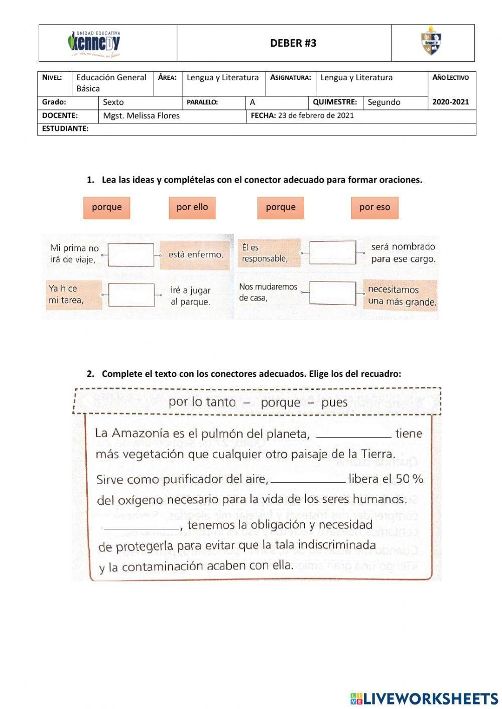 Conectores de causa y consecuencia