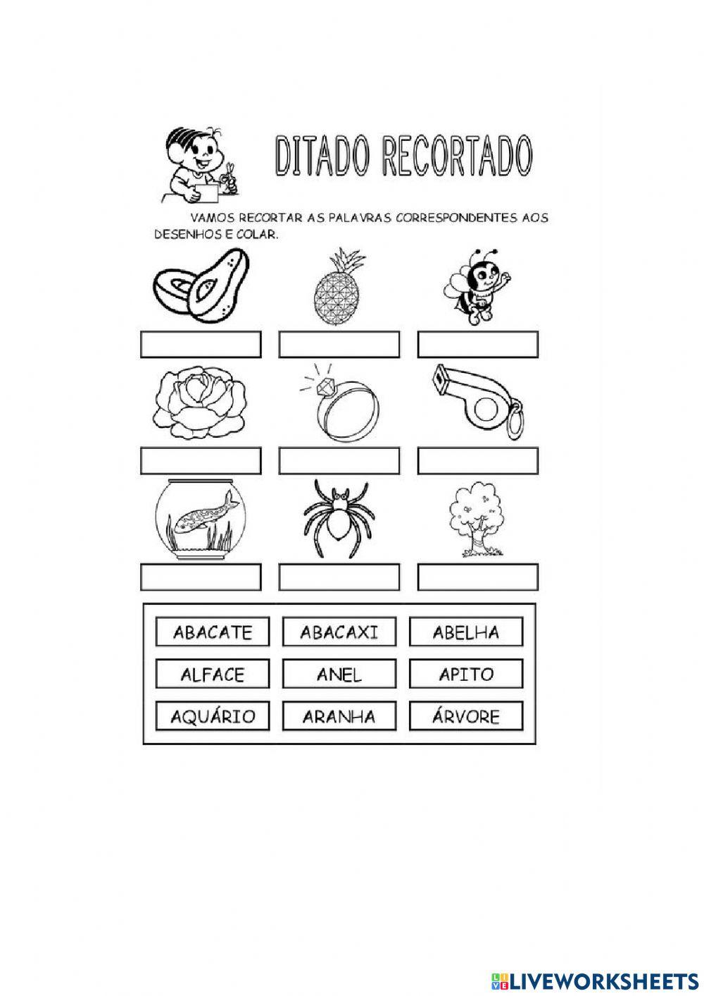 Ditado recortado letra A