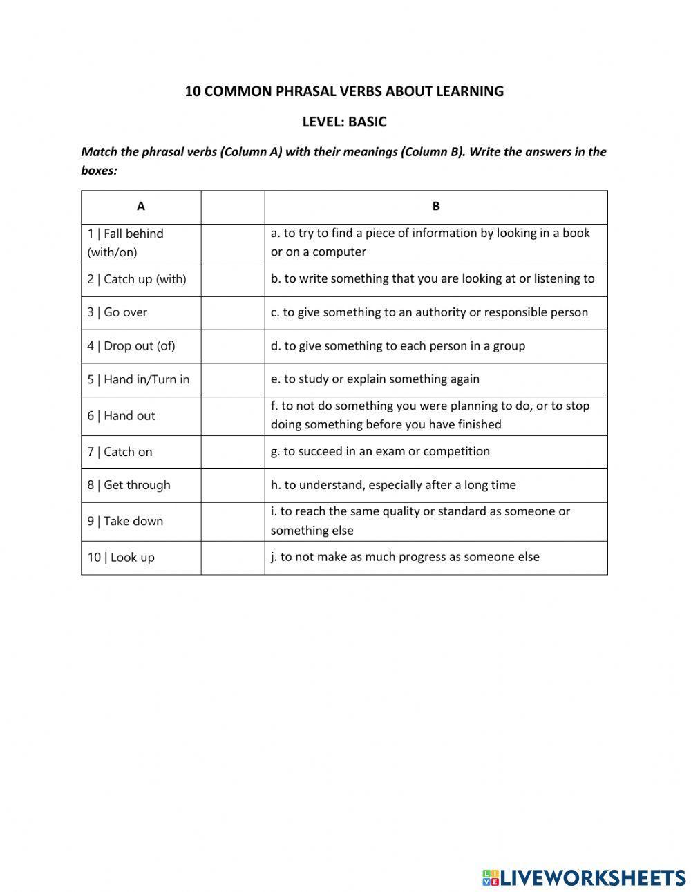10 Common Phrasal Verbs-Learning-Basic