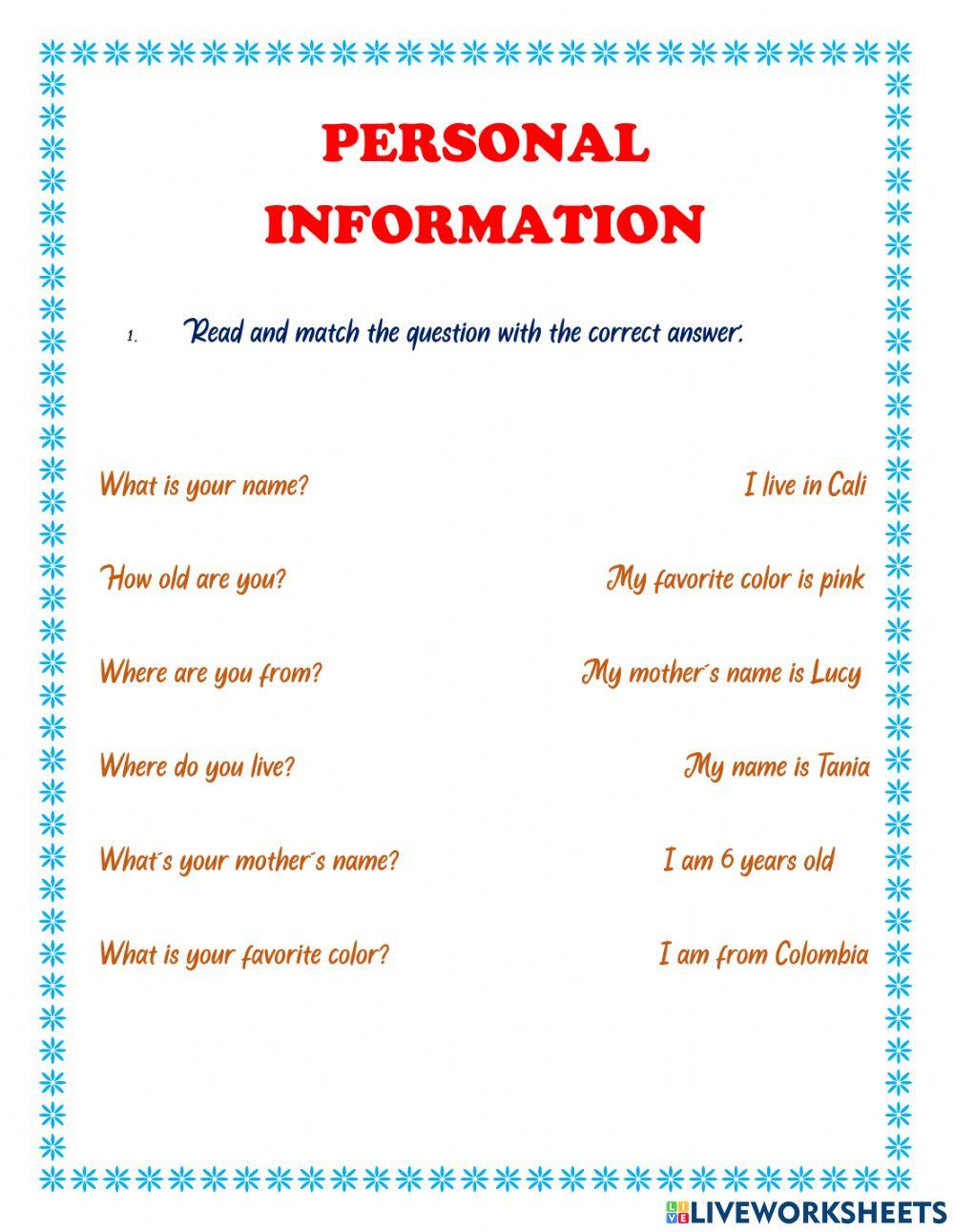 Personal information Personal information