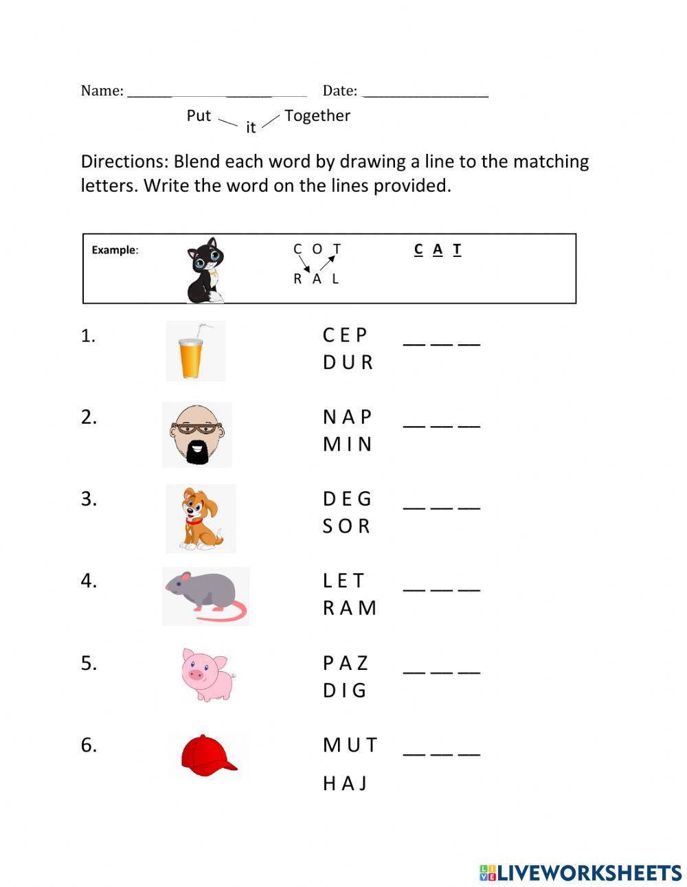 Blending word (Put-it-Together) Worksheet