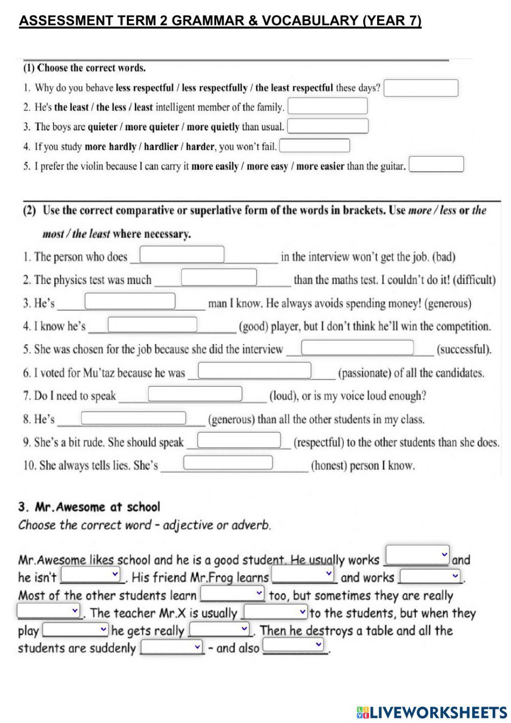 Grammar &vocabulary YEAR 7 worksheet | Live Worksheets grammar-vocabulary-year-7-worksheet-live-worksheets