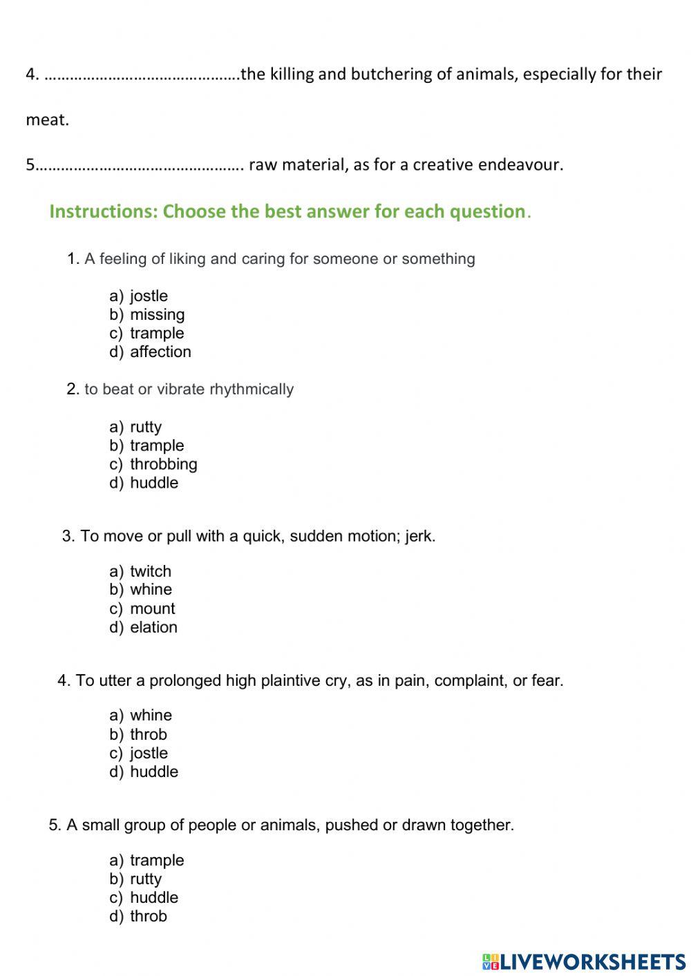 Grammar &vocabulary YEAR 7