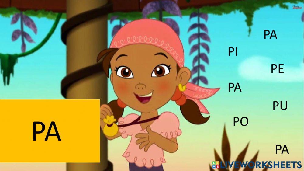 Encontramos las sílabas PA, PE, PI, PO y PU