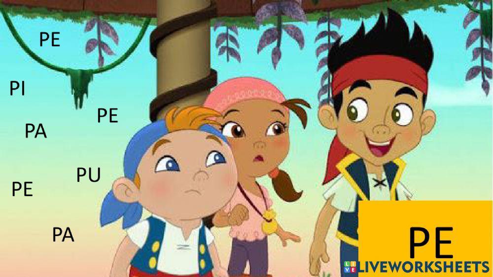 Encontramos las sílabas PA, PE, PI, PO y PU