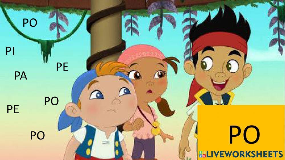 Encontramos las sílabas PA, PE, PI, PO y PU
