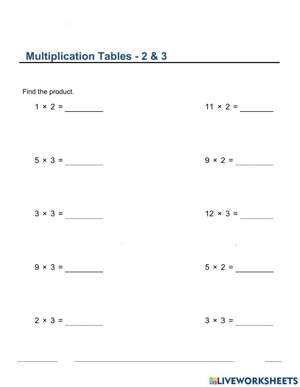 Multiplication Tables 2,3