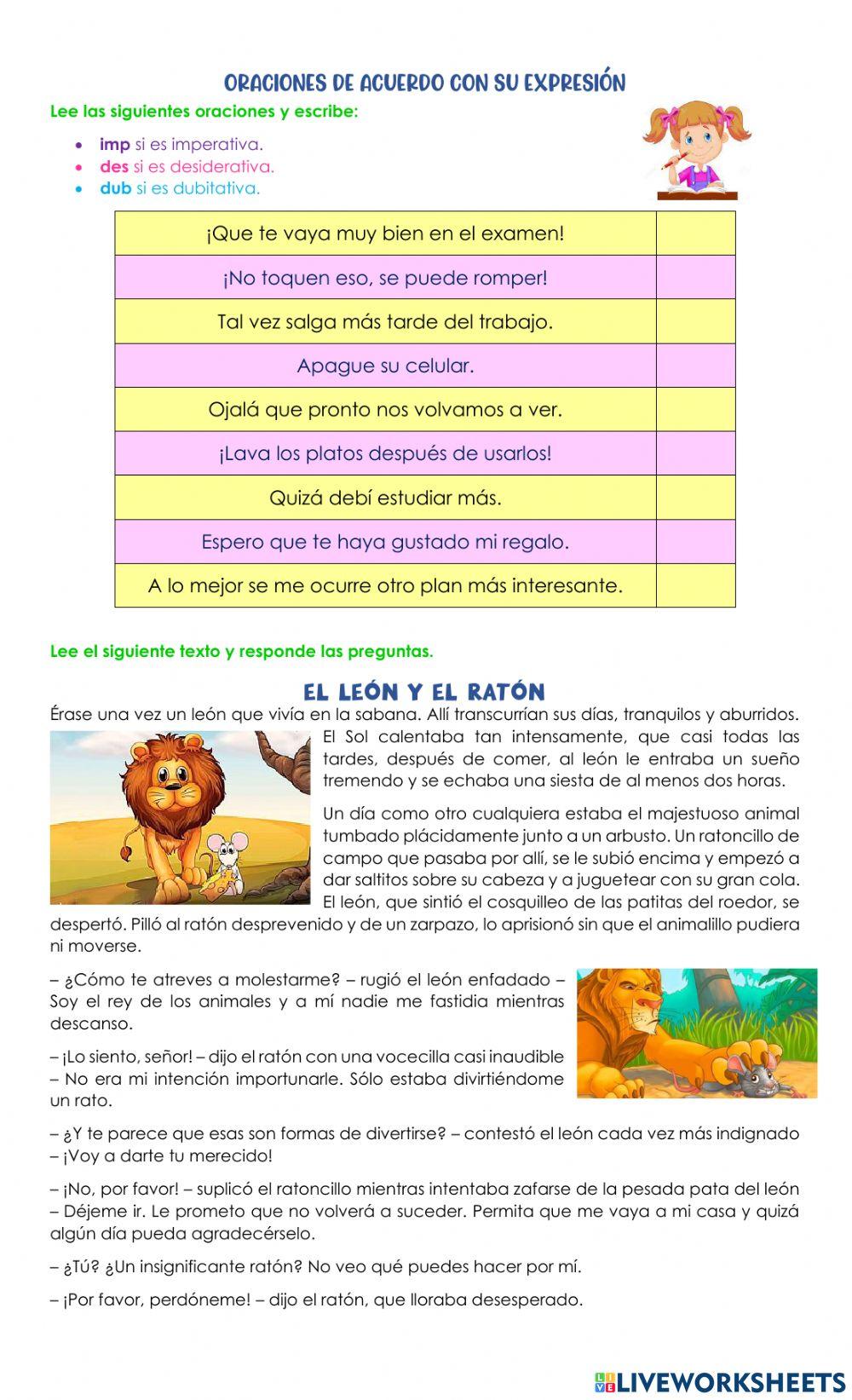 Oraciones de acuerdo con su expresión