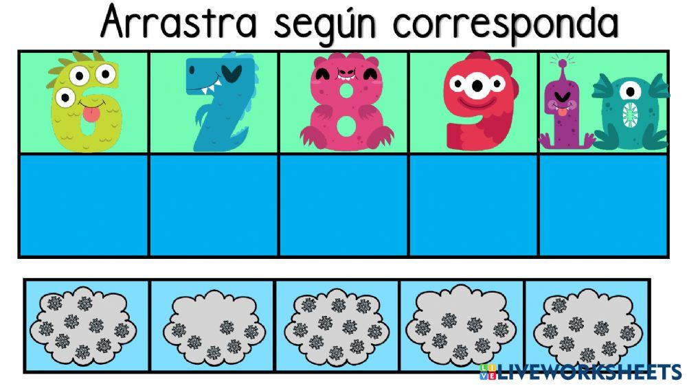 Cuenta y arrastra con el número correcto.