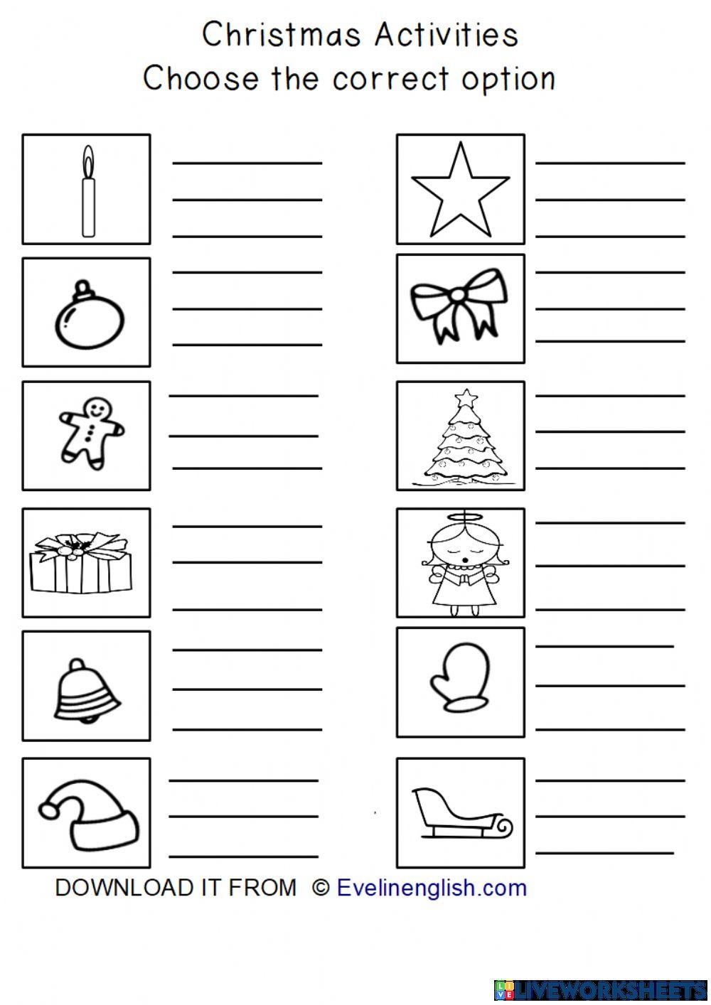 Christmas online pdf worksheet Live Worksheets