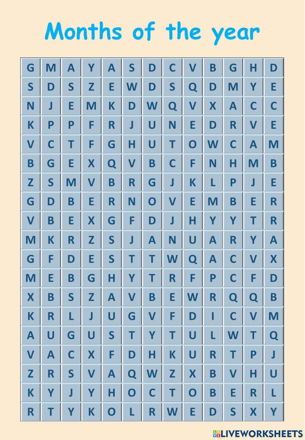 Months of the year - wykreślanka