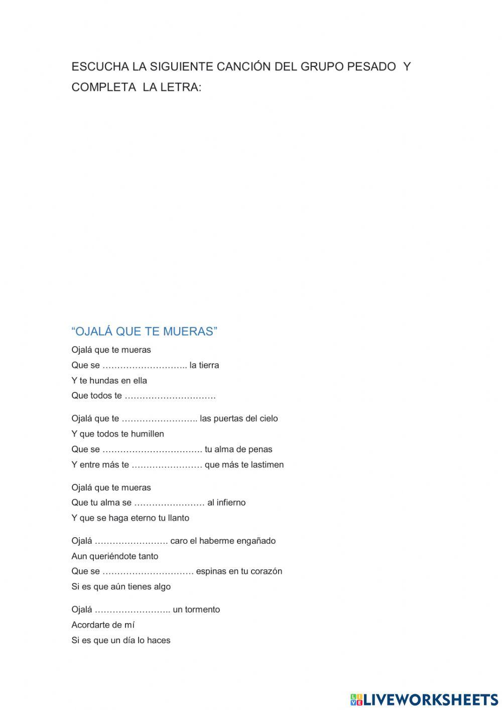 Canción ojalá que te mueras