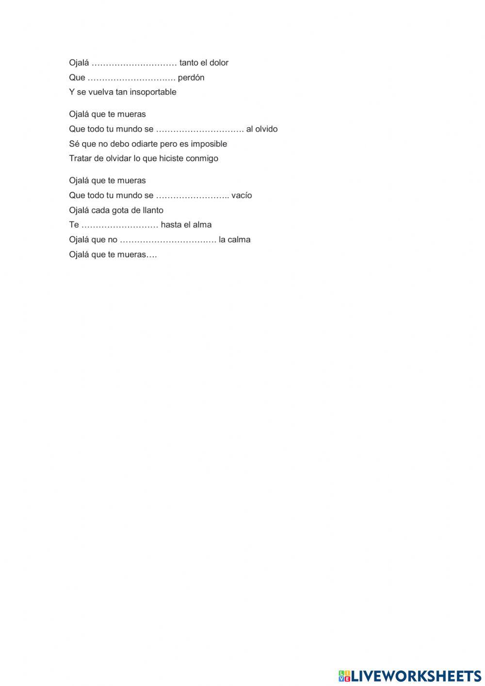 Canción ojalá que te mueras