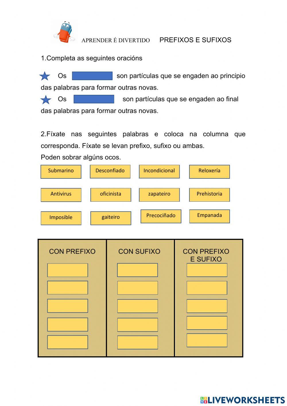 PREFIXOS E SUFIXOS PREFIXOS E SUFIXOS