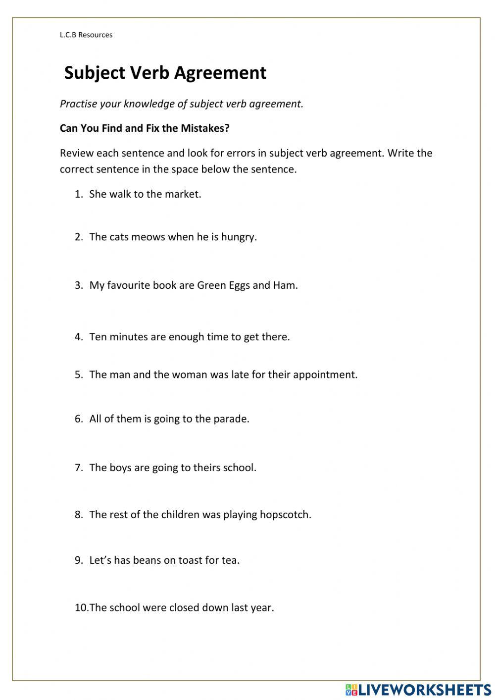 Subject verb agreement