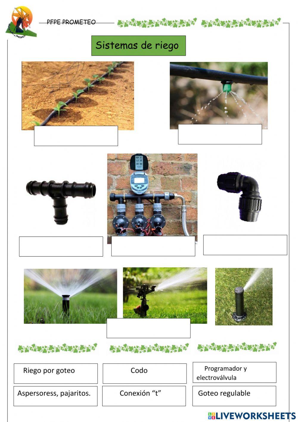 Identificar partes sistema riego