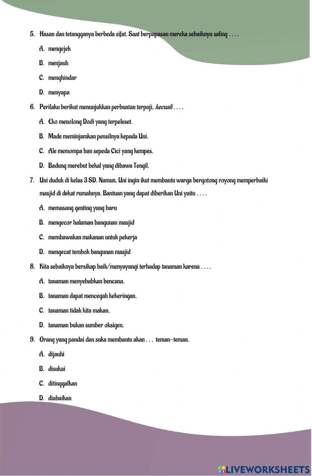 LKS tematik Tema 7-Keberagaman Sifat dalam Keluarga