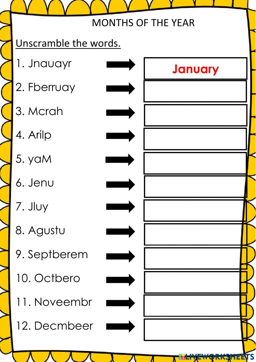Months Of The Year (Year 1 Transition Programme)