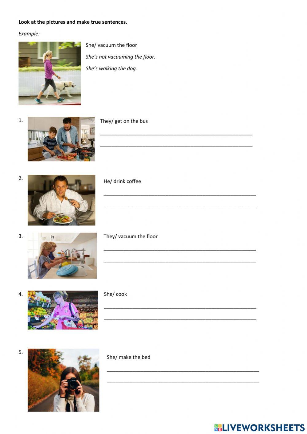 Present continuous - affirmative, negative