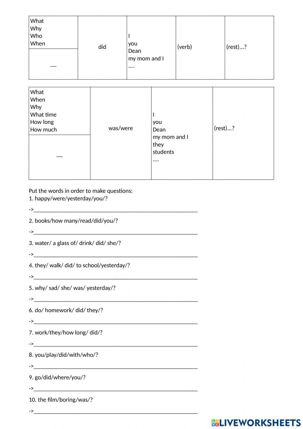 Past simple questions - theory and practice