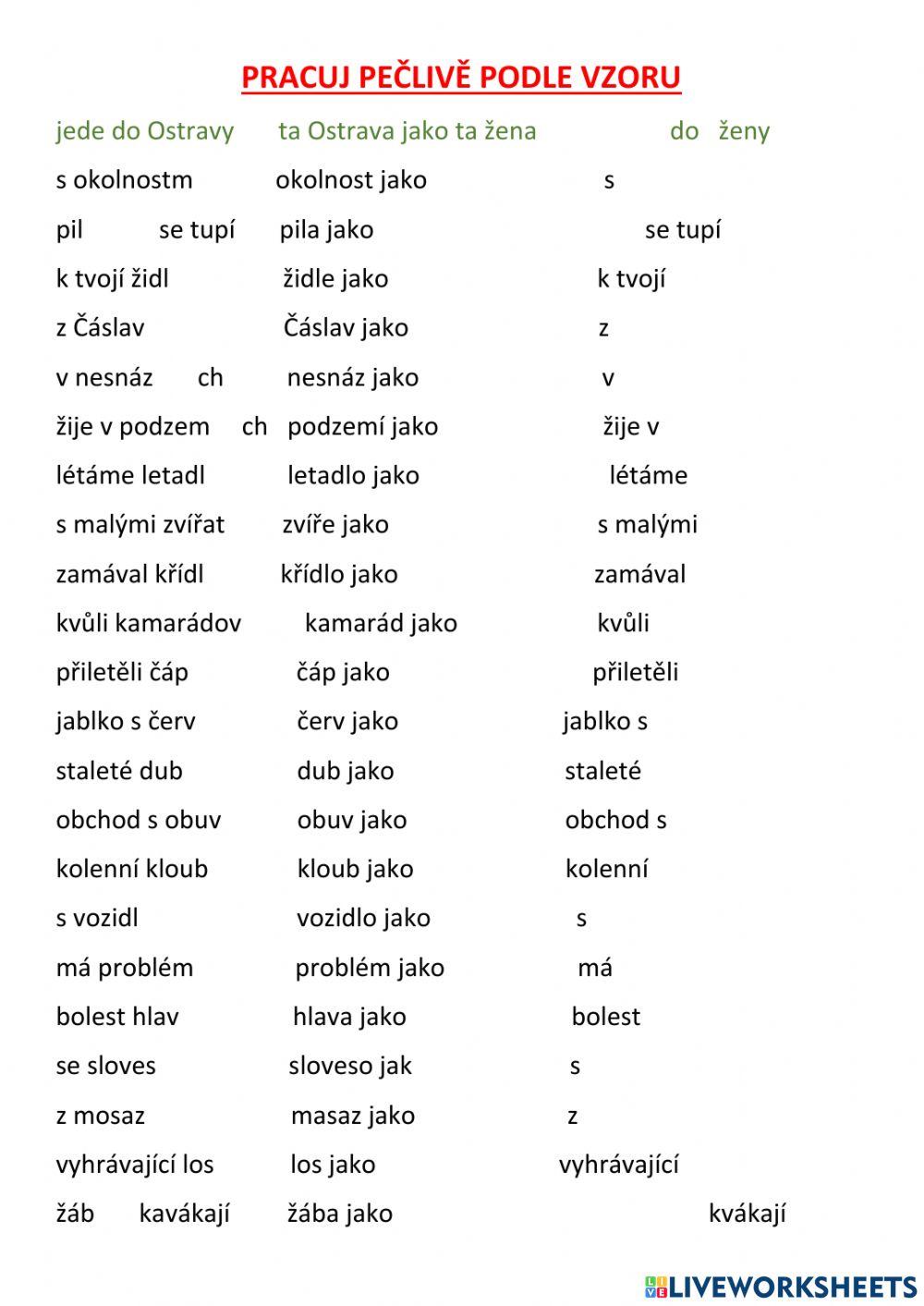 Vzory podstatných jmen