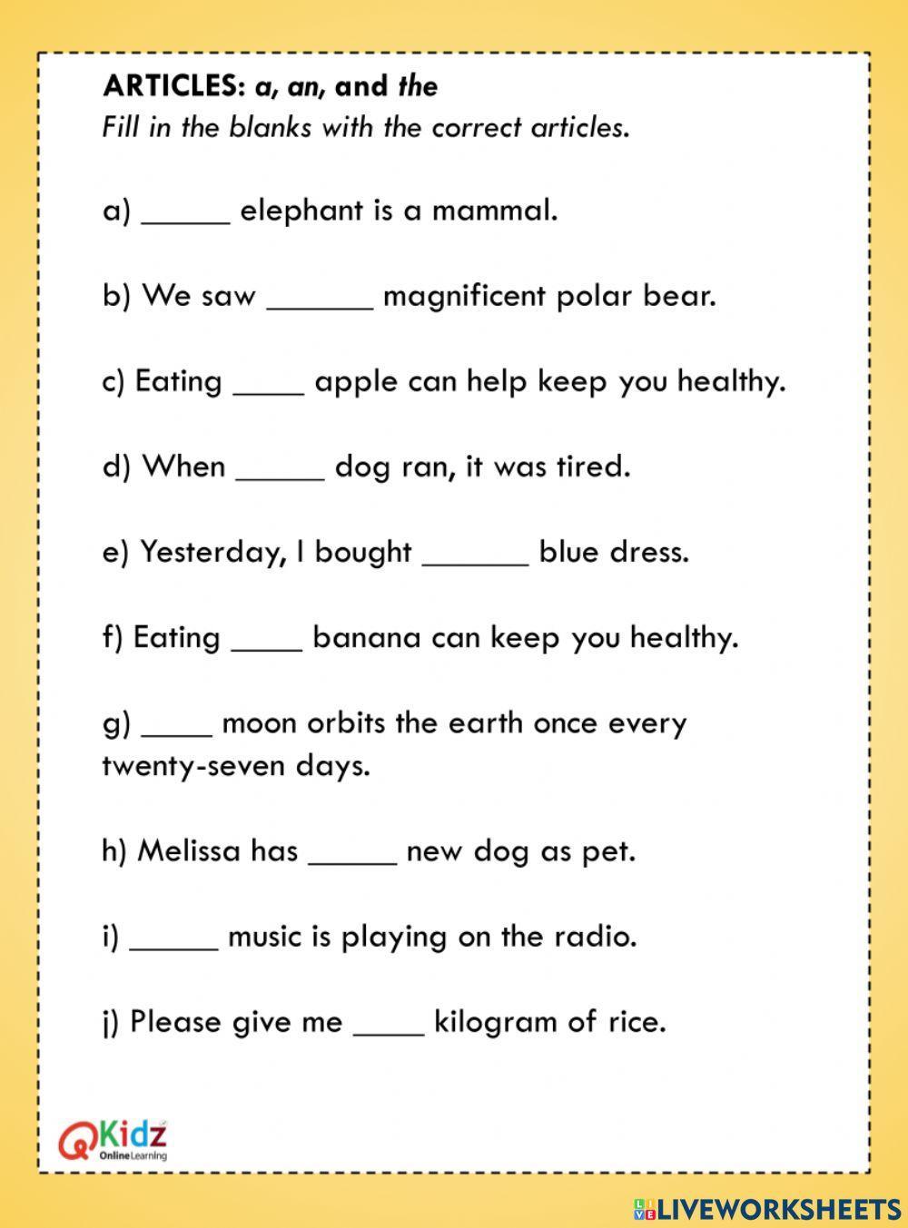 Articles a, an & the