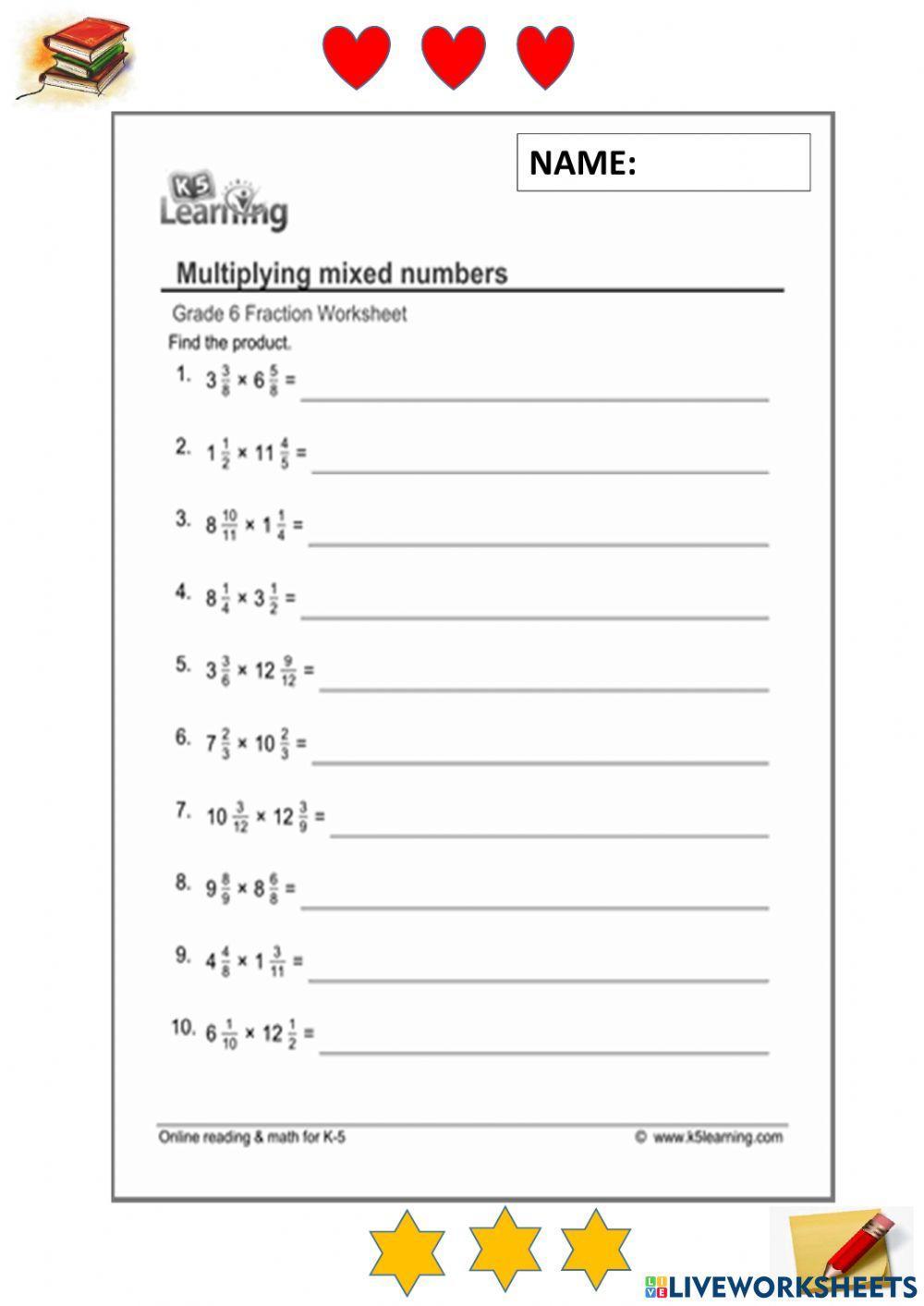 751974 | Fraction | SANKARE VISWANATHAN | LiveWorksheets