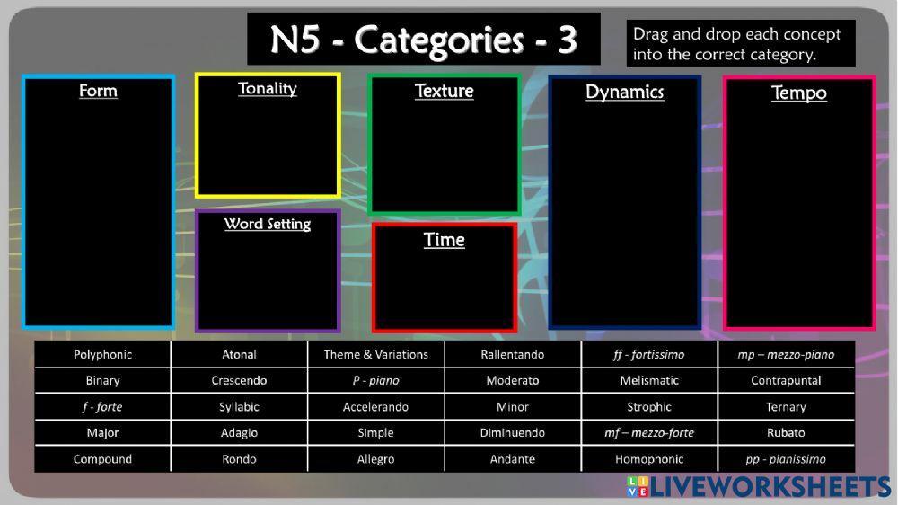 N5 Music - Categories 3