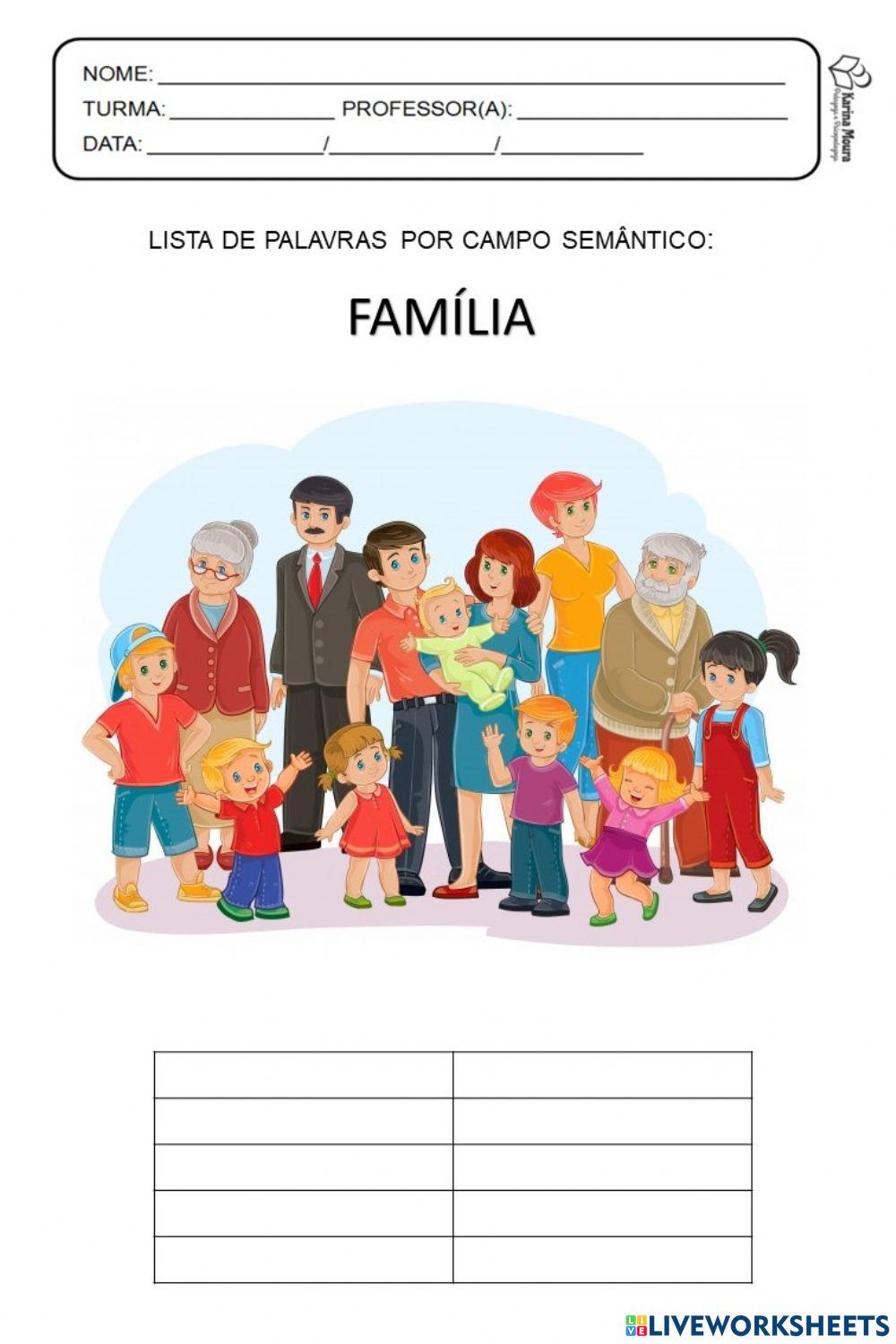 Lista de palavras: Família