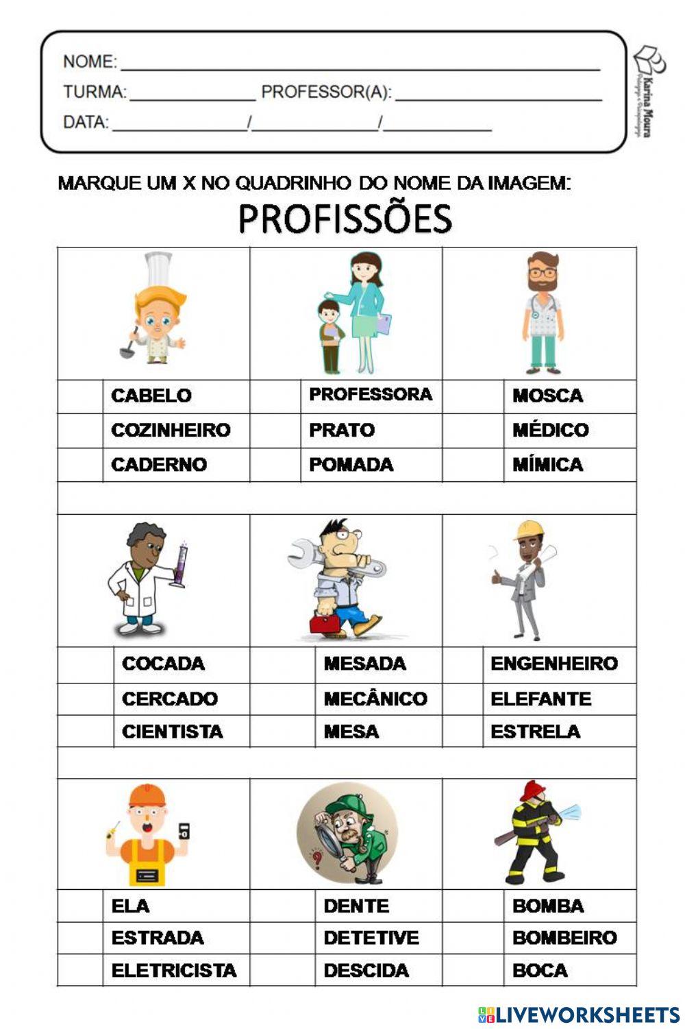 Marque X no nome da imagem