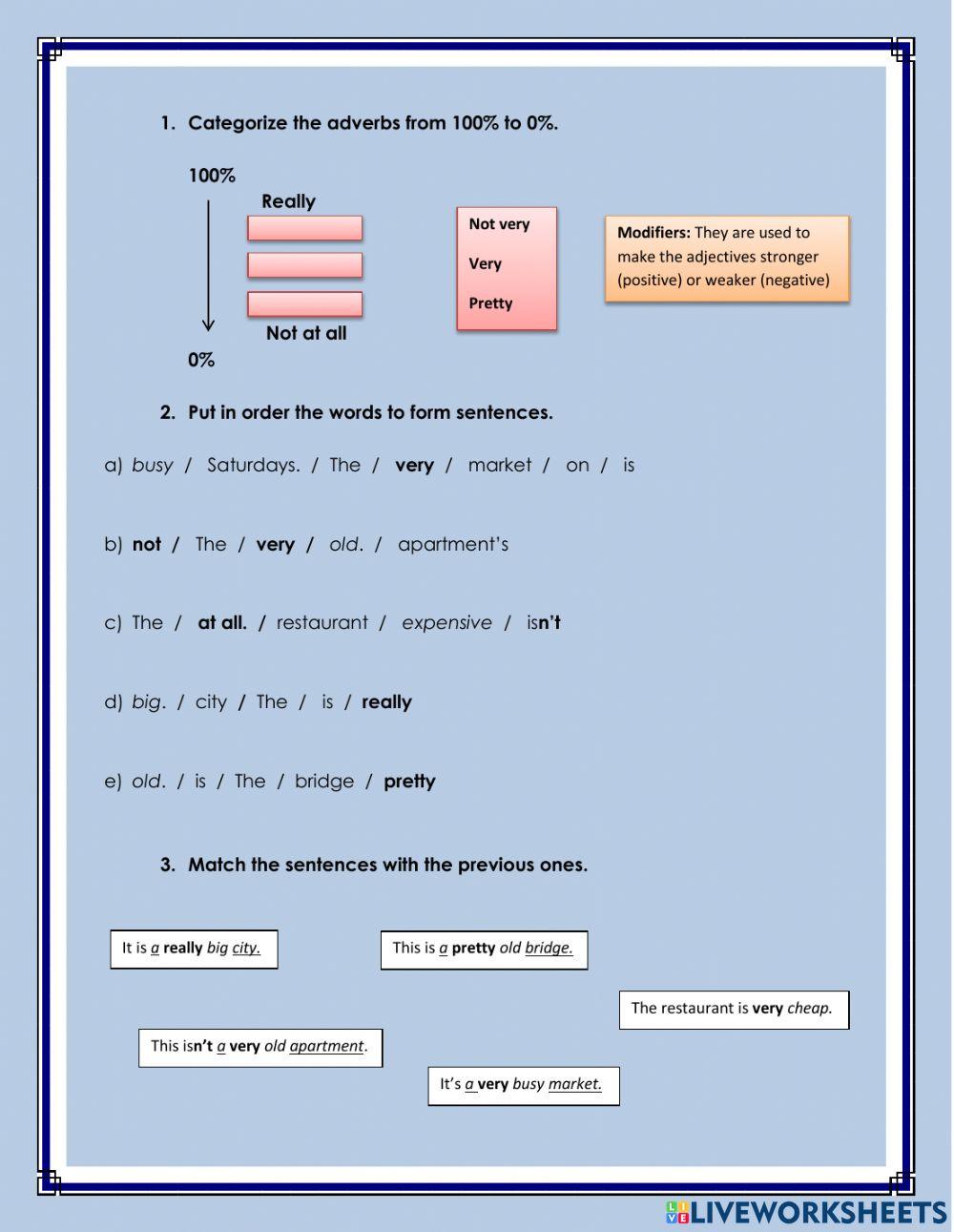Adverbs modifiers Adverbs modifiers