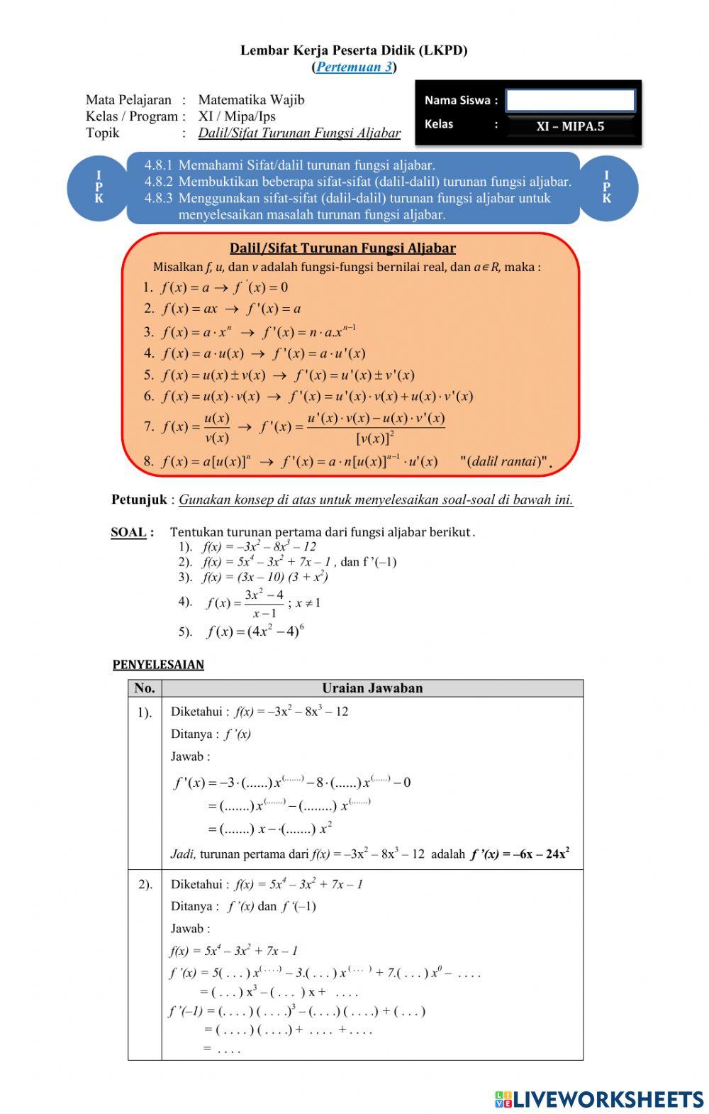 LKPD Dalil Turunan